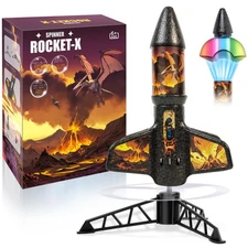 Kids Model Rocket Launcher - 200 Ft Altitude, Outdoor Toy with Parachute