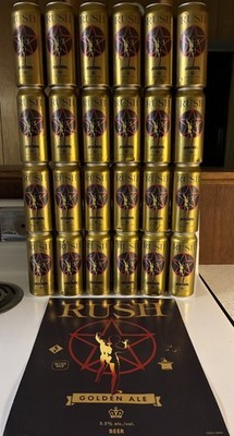 Rush Golden Ale Limited Edition 24 Gold Cans Complete Set w/Rare Starman Poster