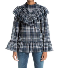 Max Studio London Womens Ruffled Knit Blouse