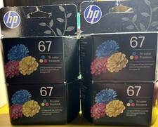 Lot of 4 HP 67 Tri-Color High yield Ink Cartridge New Genuine Expires 2027.
