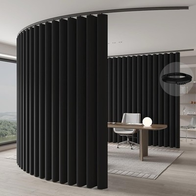 Room Divider Curtain Ceiling Curtain Track Set for Blackout and Privacy (Blac...