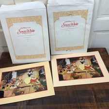 Pair 2 Walt Disney Lithographs Snow White and the Seven Dwarfs 1994 Disney Store
