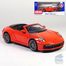 1/32 Porsche 911 Carrera Cabriolet Modelo Coche Diecast Juguete Vehículo Niño Regalo Naranja