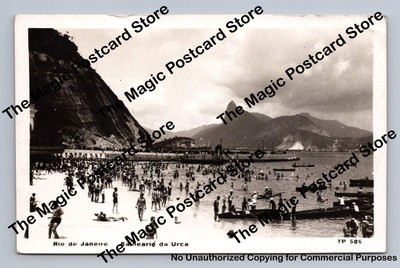 Balneario da Urca RIO De Janeiro RPPC Vintage Brazil Beach Photo Cover to Berlin
