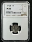 1946-S  10C Roosevelt Dime NGC MS66   8699811-001