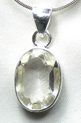 💎 Bergkristall Anhänger 925 Silber facettiert klar transparent Schmuck - Bild 1 von 4