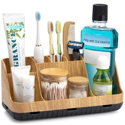 GFWARE Bathroom Organizers and Storage - Detachable 7 Slots Kids Large, Wood