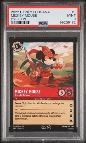 Disney Lorcana EN 1/P1 2022 D23 Expo Mickey Mouse Brave Little Tailor PSA 9
