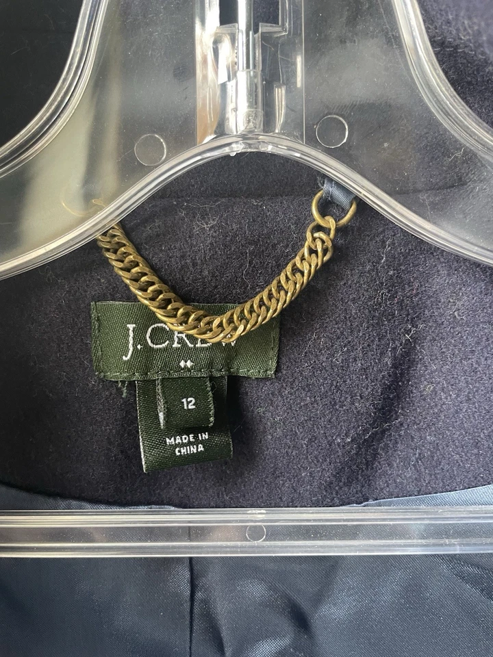 J. Casaco feminino Crew Stadium tecido Nello Gori mistura de lã forrado ervilha tamanho 12, azul marinho  - Imagem 4 de 4