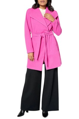 Studio Park x Amy Stran Women's Brushed Knit Wrap Coat Rose Violet