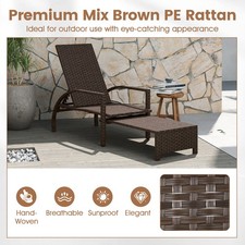 Outdoor Chaise Lounge Wicker Patio Pool Lounger