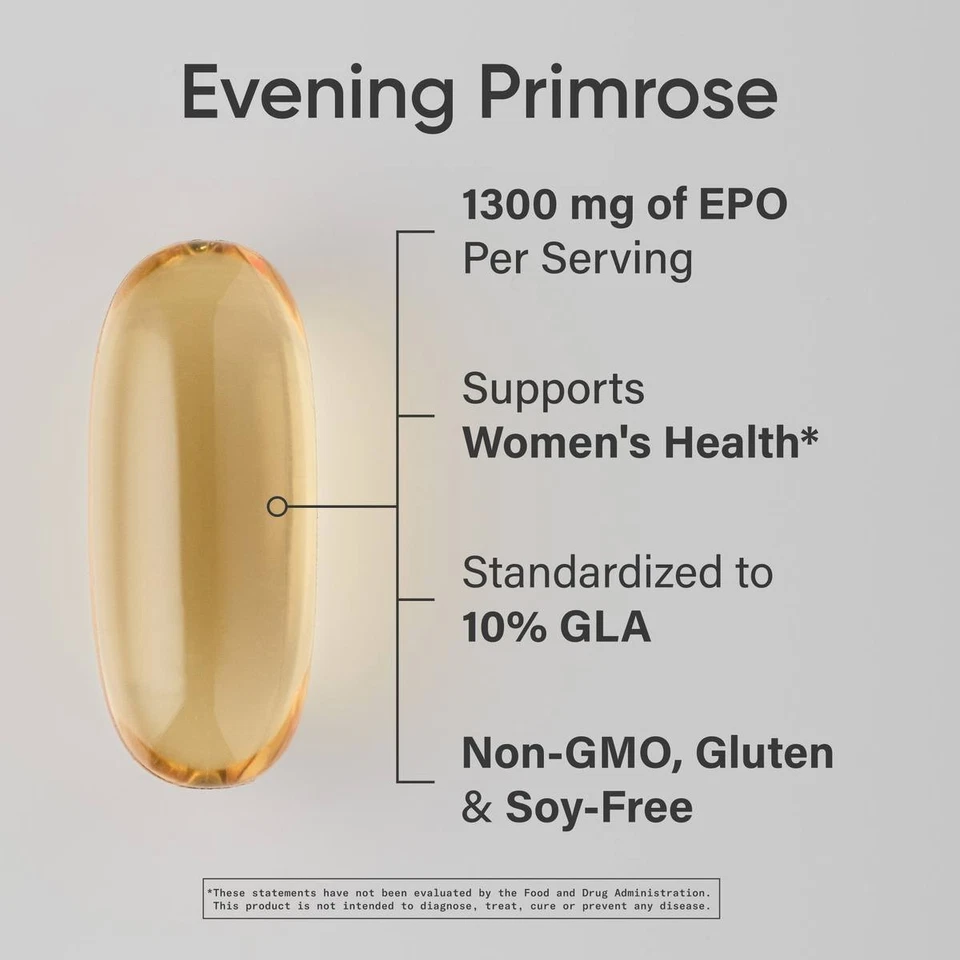 Evening Primrose Supplement from Cold Pressed Oil - High Potency 1300mg 30 count - Image 2 of 4