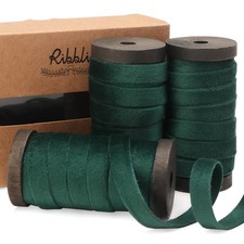 Forest Green Velvet Ribbon 3 Rolls Double Faced 3/8 Inch 18-Yard with Wooden ...