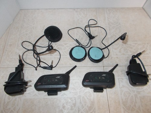 6-Riders Motorcycle Helmet Intercom Headset Wireless Set of 2 With Chargers (E2)