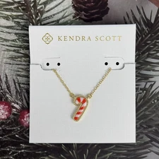 Kendra Scott Candy Cane Gold Short Pendant Necklace in Ivory Mother-of-Pearl