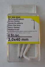 4 Winkelschraubhaken,3,0 x 40 mm,  L-Haken, Wandhaken, Schraubhaken 5060040/4329