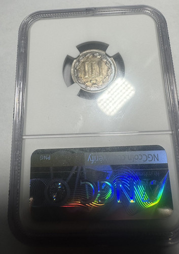 1888 Three-Cent Nickel 3CN Proof PF 62 NGC Monster Blue Sunset Toning Both Sides - Picture 4 of 4