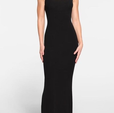 NWT SKIMS Soft Lounge Long Slip Dress in Onyx | eBay