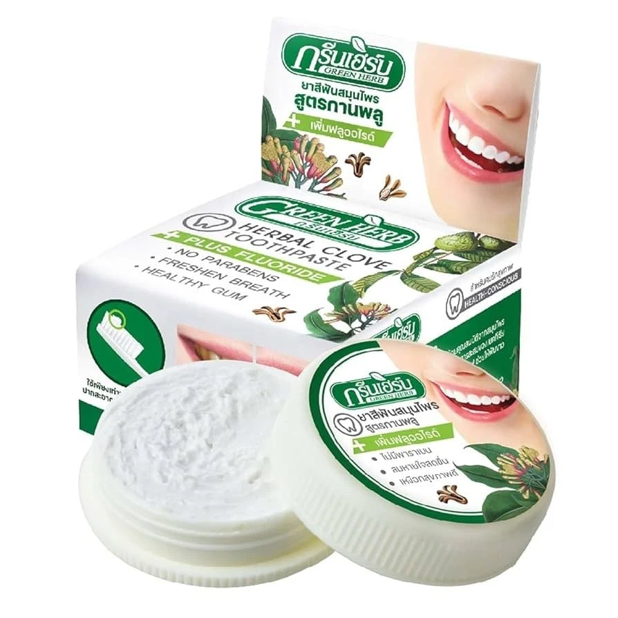 3 x Herbal Clove Toothpaste Green Herb Natural Bright Oral Care Thai 25g Box - Image 3 of 4