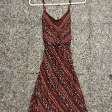 Heartsoul Dress Women S Red Long Sleeveless V Neck Belt Summer Norm Core