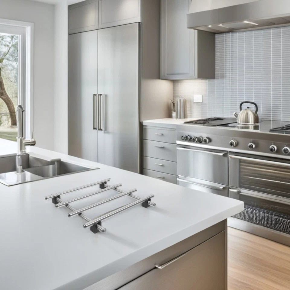  Sottopentola in acciaio inossidabile per cucinare, resistente al calore, con - Immagine 4 di 4