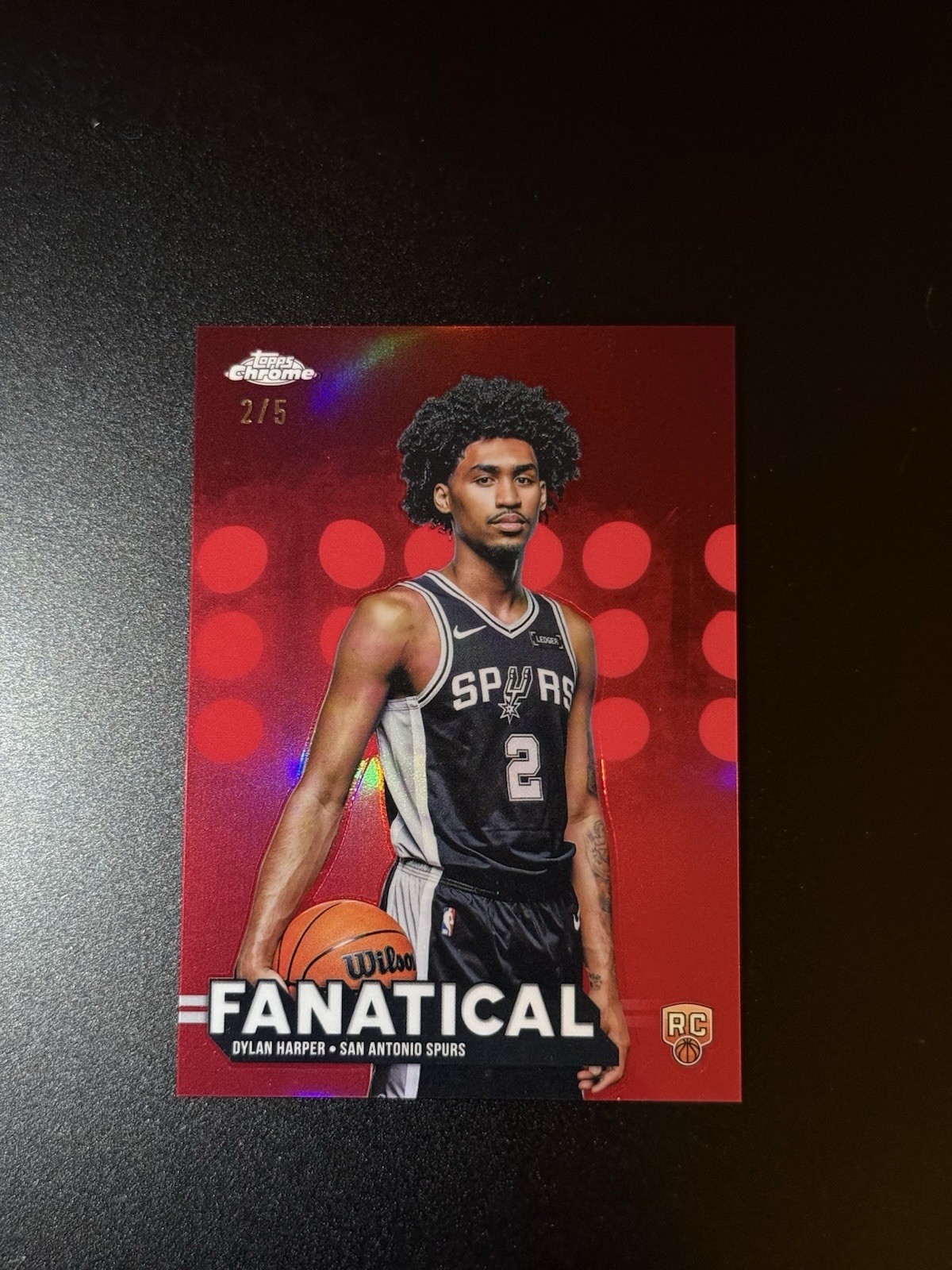 2025-26 Topps Chrome Basketball Dylan Harper RC Fanatical Red 2/5 Jersey # SSP