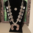 Native Artisan polished WHITE BUFFALO Turquoise Squash Blossom Necklace — photo 6