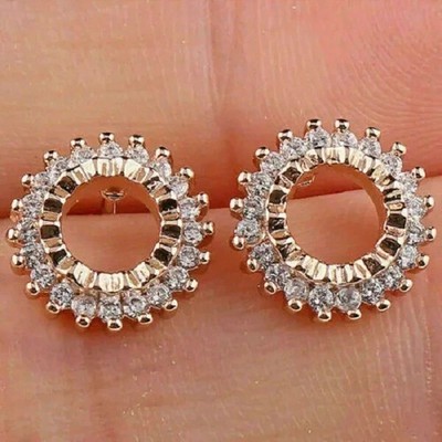 1.50Ct Lab Created Round Cut Diamond Pear Stud Earrings 14K White Gold Finish
