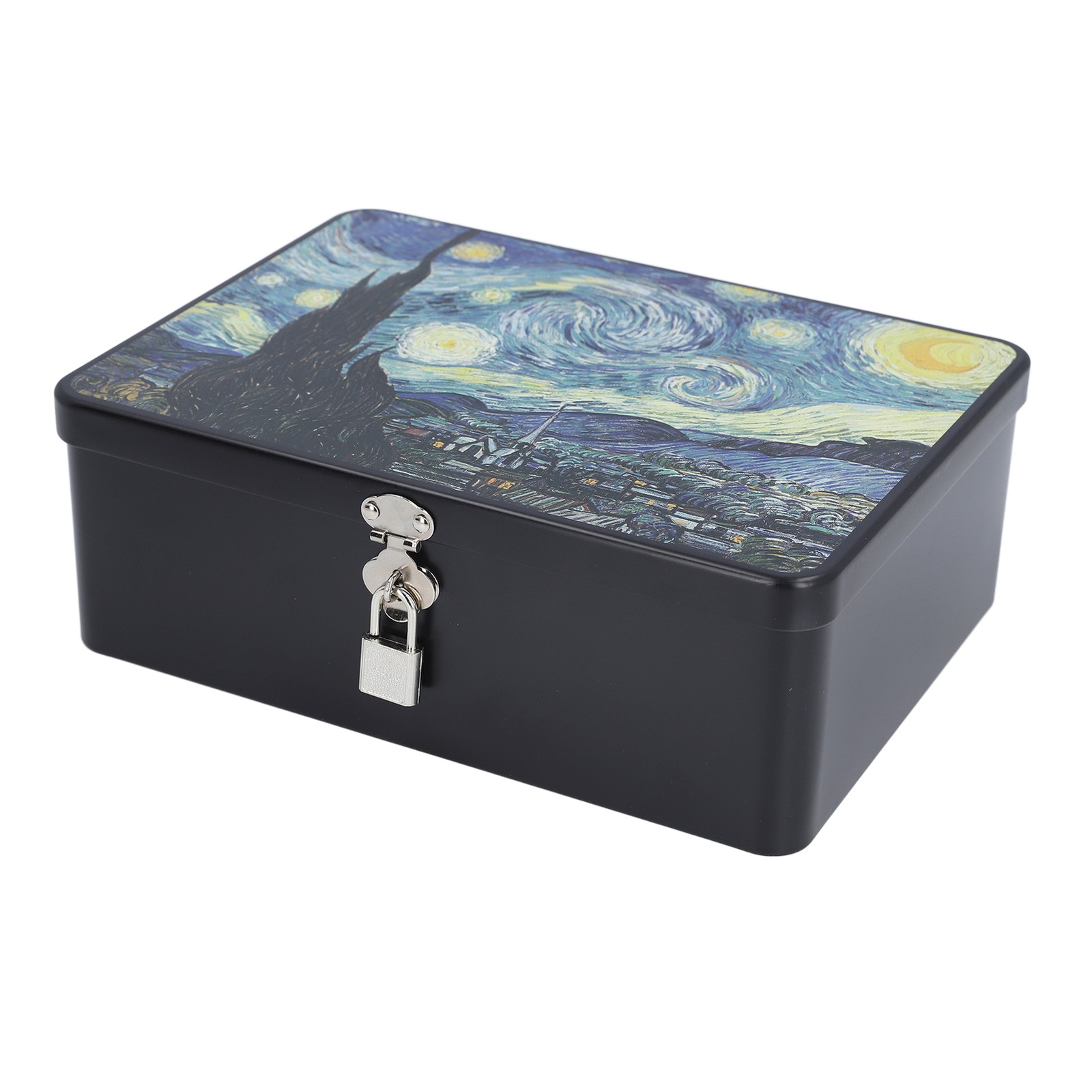 _Lockable Storage Box With Lid Multifunctional Organizer Vintage Metal Container