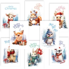DERAYEE 24PCS Christmas Cards with Envelopes, Merry Multicolor 