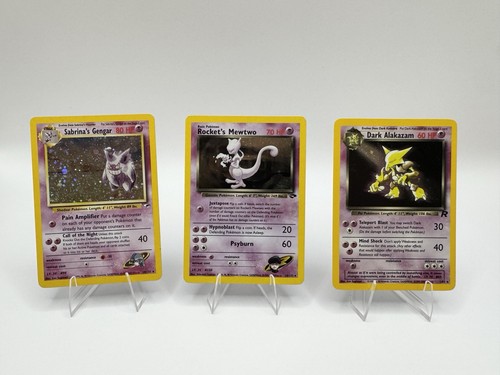Sabrina’s Gengar, Rockets Mewtwo, Dark Alakazam Pokemon Holo Lot of 3 Cards