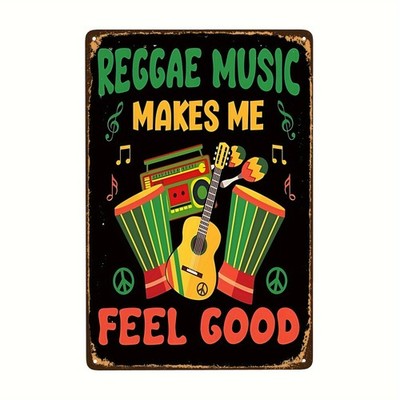 Vintage Reggae Music Metal Tin Sign Rasta Themed Bar/Studio Wall Hanging Decor