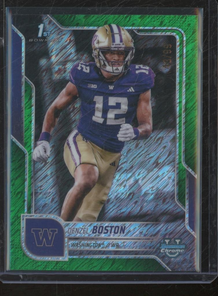 2025 Bowman University Chrome DENZEL BOSTON #34 1st Green Shimmer Ref /99 JA799