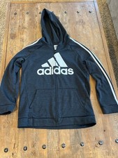 Youth XL 18-20 Adidas Zip Front Jacket Hoodie Charcoal Heather