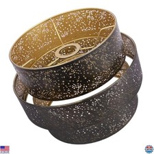 SWAIFDEE 3-Ply Foldable Drum Lampshade, 11.8'' x 9'', UNO Fitter, Bronze/Gold