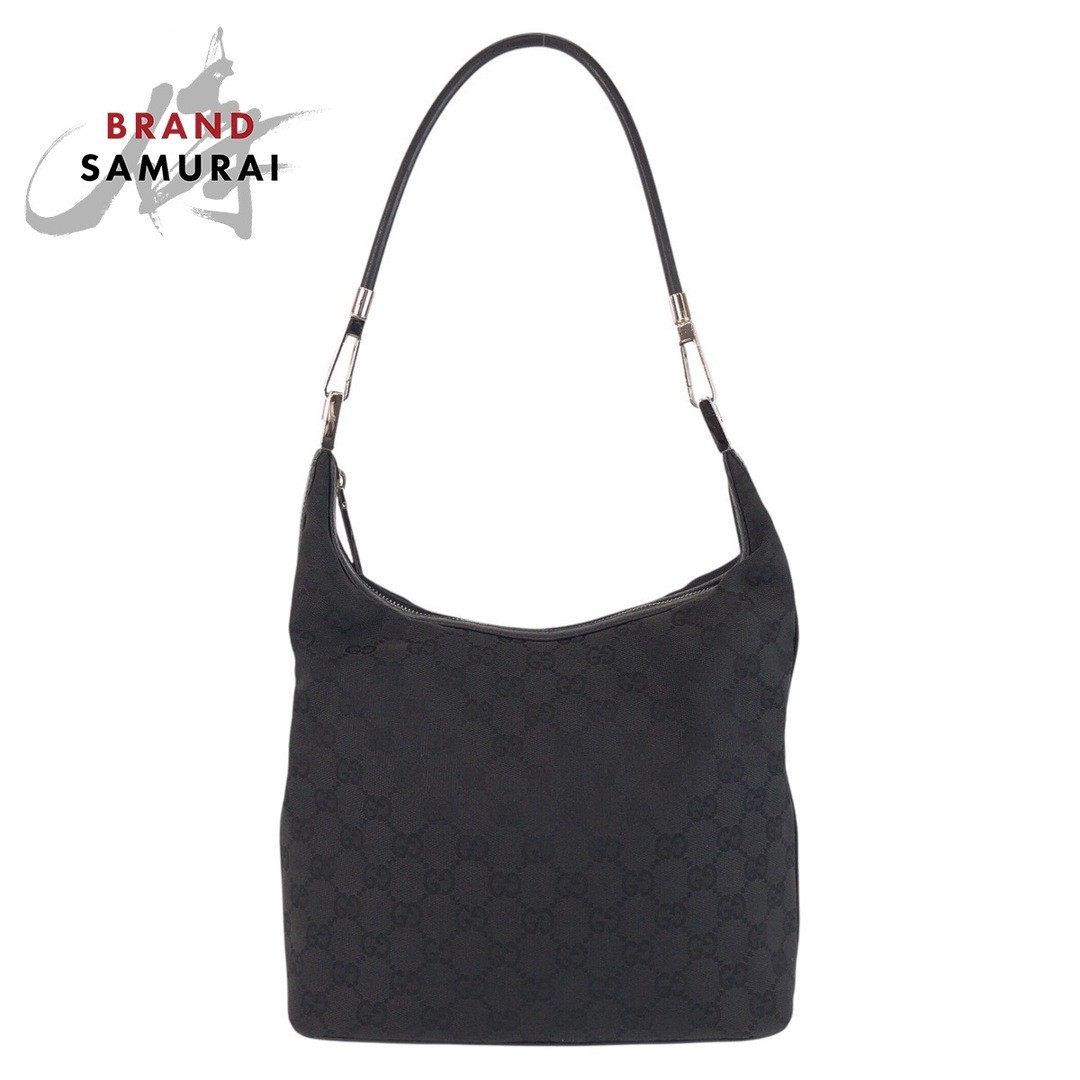 Excellent condition GUCCI Black GG Canvas Leather Shoulder Bag for Women 01234 5