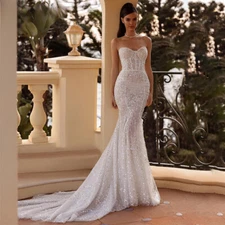 Sparkly Sequins Mermaid Wedding Dresses Off Shoulder Chapel Train Bridal Gowns