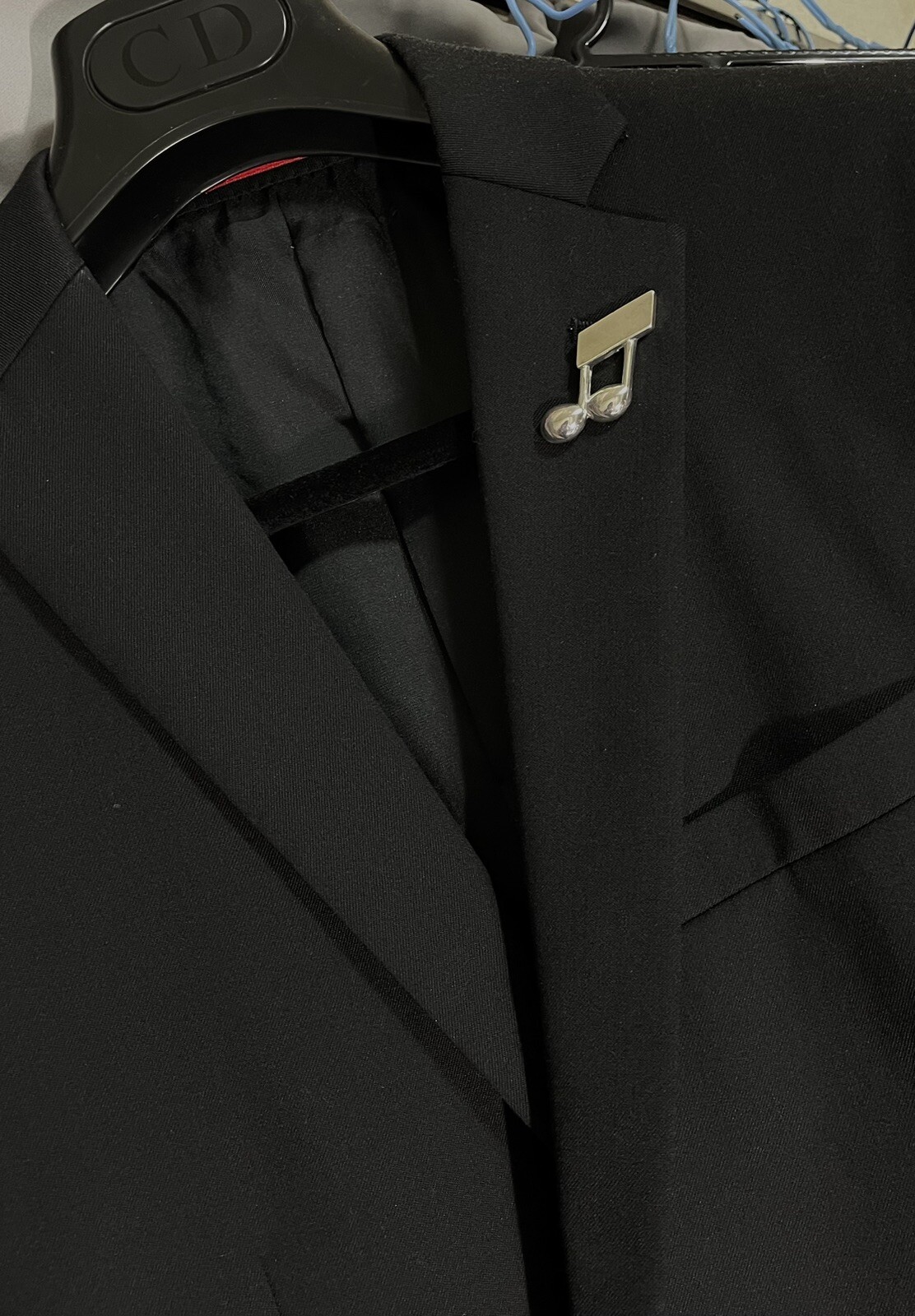 Yves Saint Laurent rare music note brooch in chrome silver unisex design