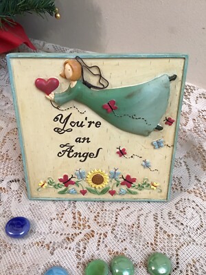 RUSS You re An Angel Plaque 5  Square - Free Standing - Hand Painted