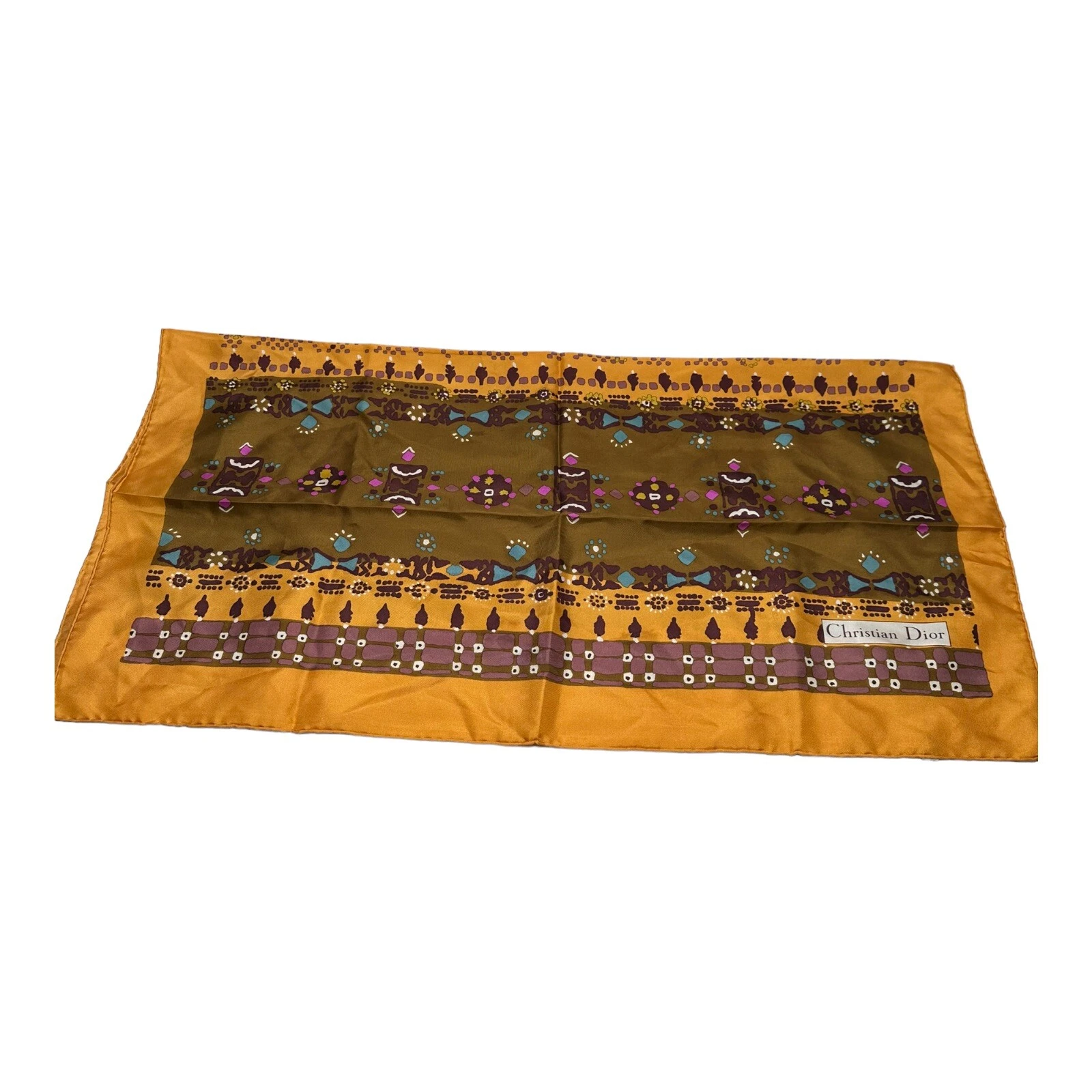AUTHENTIQUE FOULARD CHRISTIAN DIOR vintage 100% SOIE ITALIE 30 en soie carrée MARINE