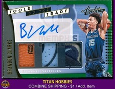 2019 Panini Absolute Tools Of The Trade PATCH GREEN #3 Brandon Clarke AUTO RC /5