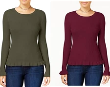 Hooked Up by IOT Junior's Rib Knit Pullover Fitted Size L