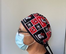 University Georgia Surgeon Style Cap, Georgia Buldogs scrub, Ties in back