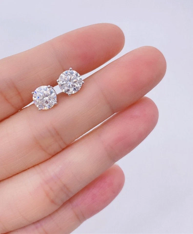 5.00 Ct Brilliant Round Cut Lab Created VVS1/D Stud Earrings 14K White Gold 8mm - Image 3 of 4
