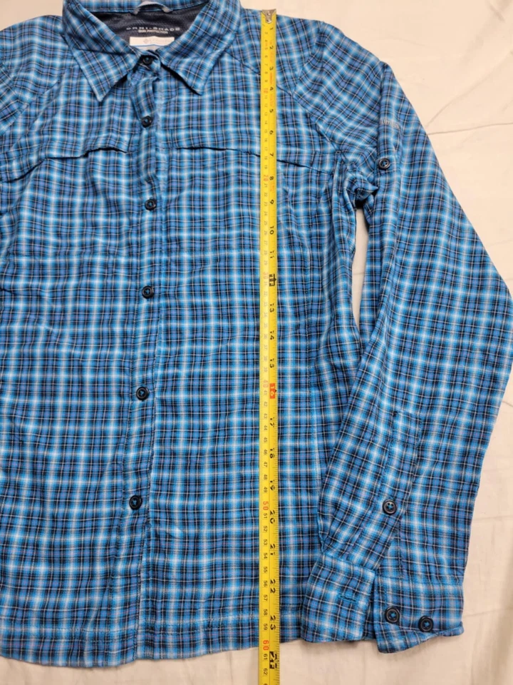 Columbia 衬衫女式中号蓝色格子纽扣全色长袖 — 第 3/4 张图片