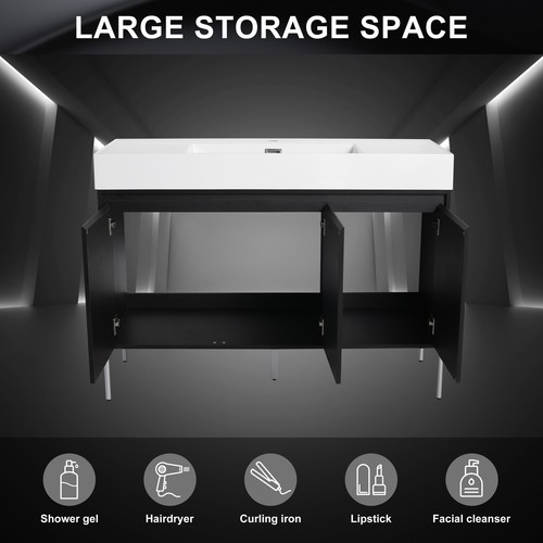 48"Freestanding Bathroom Vanity w/Resin Sink,Storage Cabinet w/Soft Closed Doors - Picture 13 of 13