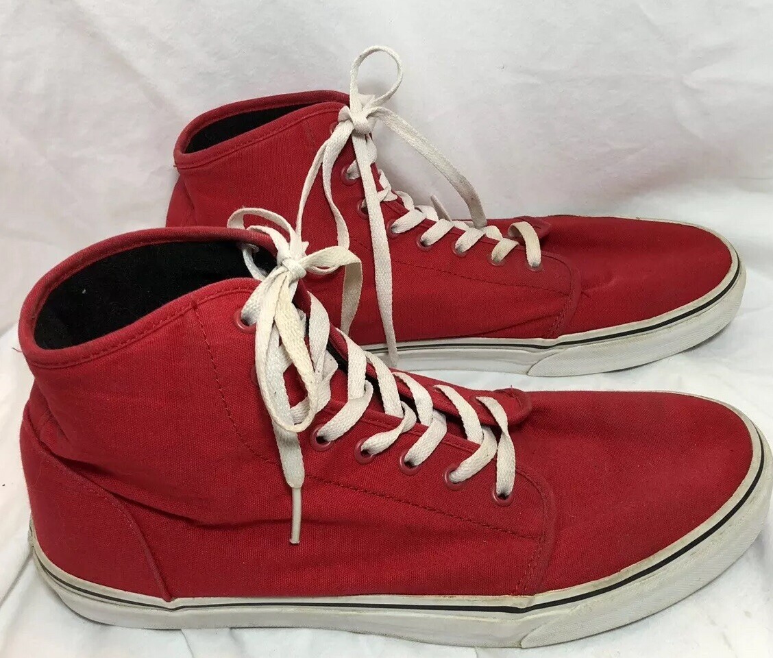 solid red high top vans
