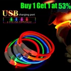 Light Up Dog Pet Collar Flashing USB-Rechargeable Safety LED Size Adjustable UK