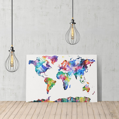 Decorative Canvas Print United Design World Map Wall Décor Ready To Hang