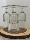 3 Vintage Tall 8 1/2" Vaseline Depression Era Glass Goblet
